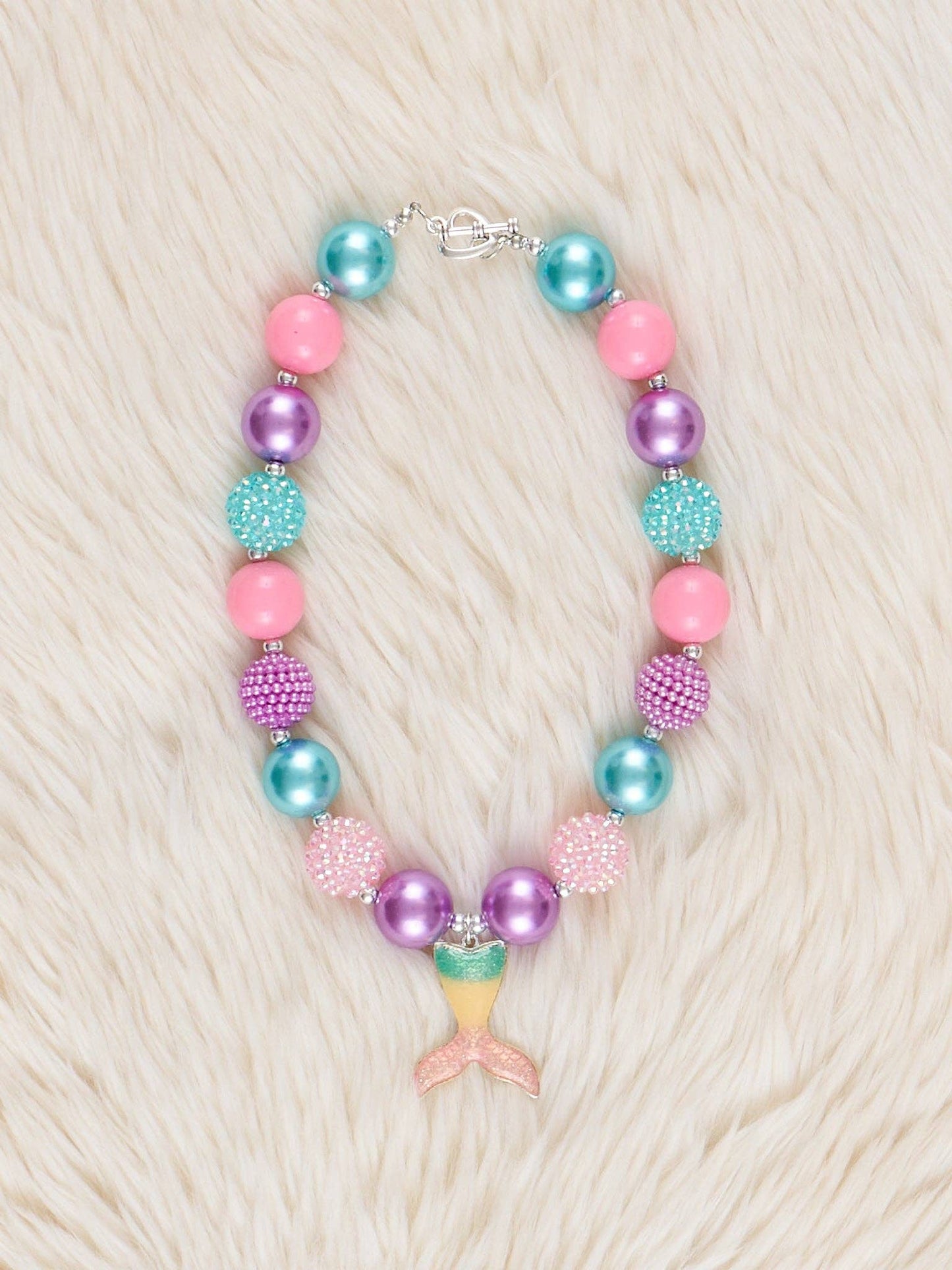 Mermaid Tail Charm Bubblegum Necklace