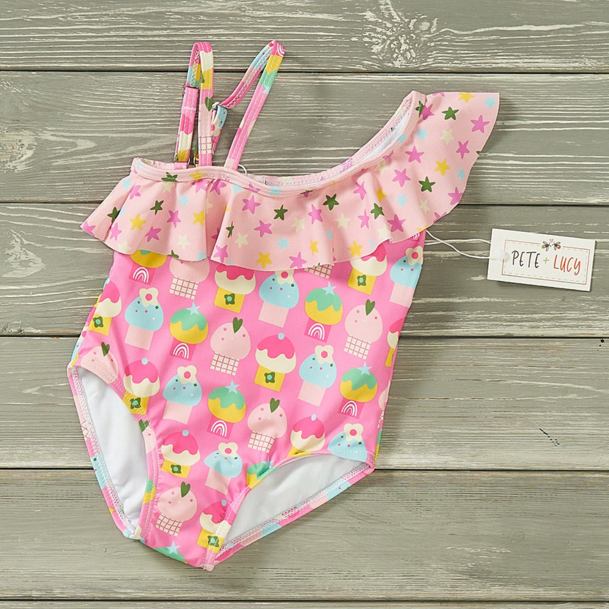 Cute as a Cupcake Girls One Piece Swimsuit