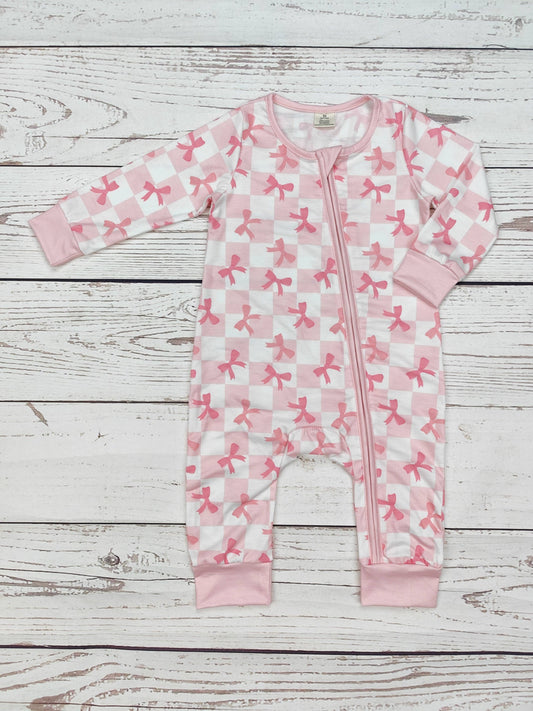 Bow Print Baby Zip Sleeper