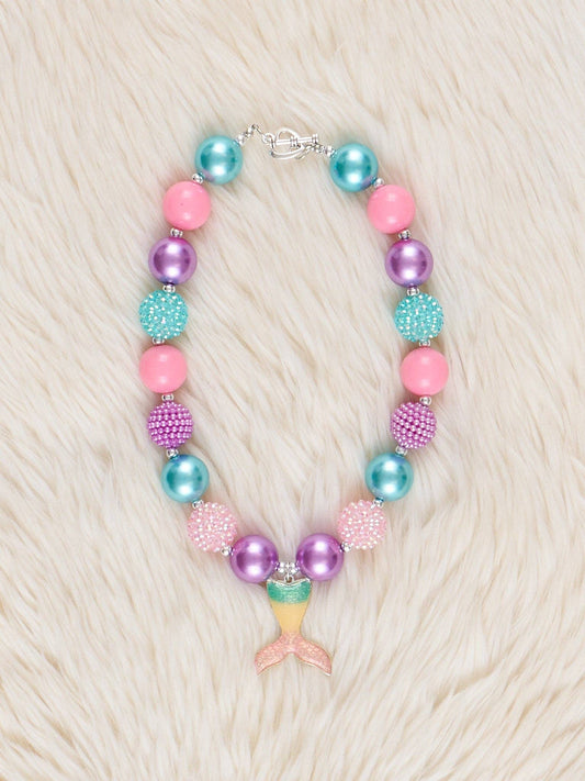 Mermaid Tail Charm Bubblegum Necklace