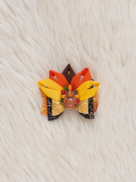 Yellow & Gold Sparkle Turkey Bow